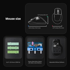 Keychron M6 Silent Wireless Gaming Mouse, 1000Hz Polling, Bluetooth 5.3/2.4GHz/Wired, PixArt 3311 Optical Sensor up to 12,000 DPI, Lightweight 3.03 oz(86g), Programmable, for Windows/Mac/Linux – Black