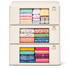 lifestice Cotton Clothes Storage Bags with Zipper|Cotton Canvas bags | Lehenga Storage Bags Big Size For Women's Dresses, Sarees, Lehengas (PACK OF 9)