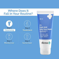The Derma Co 1% Kojic Acid Face Wash | With Niacinamide & Alpha Arbutin | Reduces Dark Spots, Pigmentation & Blemishes | Cleanses & Brightens Skin | Non-Drying Formula | For All Skin Types | 100 ml