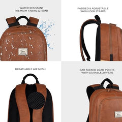 Gear Classic Anti Theft Faux Leather 14 cms Black Laptop Backpack (LBPCLSLTH0101)