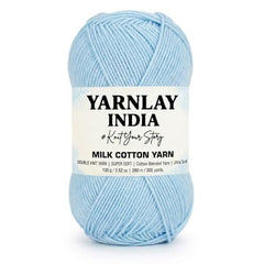 Yarnlay 3 Ply Soft Milk Cotton Yarn for Crochet Knitting, Amigurumi, Punch Needle .DIY Crafts, Summer Wear,Flowers Toys & Cushion Covers 100g (250m) (Shade 34: Grey)