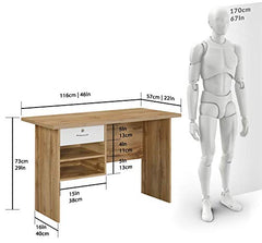 DeckUp Plank Giona Engineered Wood Study Table and Office Desk (Walnut and White, Matte Finish)