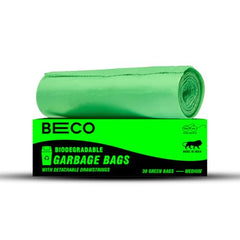 Beco Eco-Friendly Garbage Bags | 45 Pcs | Large- 24 x 32 Inches | 15 Bags x 3 Rolls | Green | Dustbin/Trash Bags with Detachable Drawstrings | For Dry & Wet waste