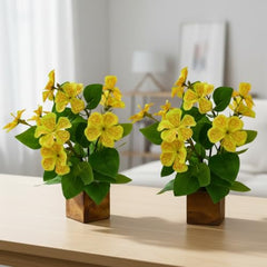 fancymart Artificial Flower Plant Home Décor with Small Size Pot | Pack of 2 | Plant Hanging for Home Decor | Office Decor (DESIGN-01)