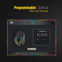 Ant Esports GM320 RGB Wired Gaming Mouse, 12800 DPI Optical Sensor, 8 Programmable Buttons with Rapid Fire, Ergonomic Design, RGB Lighting, Braided Cable, USB Gaming Mouse for PC, Laptop (Black)