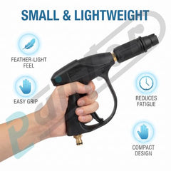 Painter Spray Gun Pressure Water Spray Gun for Car Wash & Floor Cleaning with 15 MPa High Pressure, Adjustable Nozzle, 100% Brass Valve and Adapters, Black, PCG-15