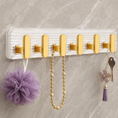 SIGNAMIO 6 Hook Shelf Adhesive Strip Wall Hanging Sticky Hook Black