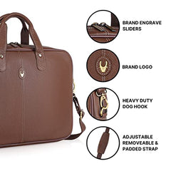 WildHorn Genuine Leather Office Bag for Men | 15.6-Inch Laptop Bag with a Minimalist Design | Professional Leather Bag with Adjustable Straps & Multiple Compartments | 1-Year Warranty