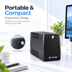 Lapcare Lapon-750 600VA /360W, 230V, UPS System, an Ideal Power Backup & Protection for Home Office, Desktop PC & Home Electronics, Lead Acid Battery, Black