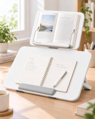 Sunchhaya Acrylic Book Stand for Reading – Clear Adjustable Book Holder with 360° Rotating Base, Foldable Reading Stand for Desk, Cookbook, Tablet & Laptop Stand, Height & Angle Adjustable (R22H)