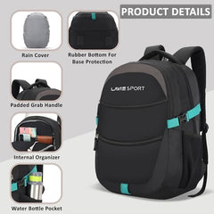 Lavie Sport 46Cm Triumph 29L Laptop Backpack With Rain Cover For Men & Women | Premium Backpack For Boys & Girls,Navy