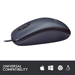 Logitech M100r Wired USB Mouse (Dark Black)