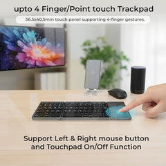 N Pro Portable Foldable Bluetooth Keyboard (2.2) Dark Grey with Touchpad, Wireless Slim Folding Keyboard, USB-C Rechargeable Pocket Size Travel Keyboard for iPad, Tablet, Laptop & Android Devices