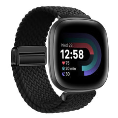 KEYSJEFF Nylon Watch Strap Compatible with Fitbit Versa 3/Versa 4/Fitbit Sense/Sense 2 Braided Elastics Sport Watch Band Adjustable Magnetic Buckle Straps Women Men (Not Include Watch) (Cowboy Colorful)