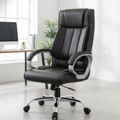 INNOWIN Profit High Back Orthopedic Boss Chair with 3 Year Limited Warranty | Leatherette Office Chair | Ergonomic Executive Chair with Spacious Cushioned Seat | Heavy Duty Metal Base | Grey