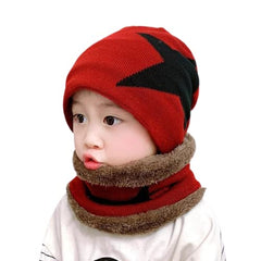 MOMISY Kids Winter Hat and Scarf Set, 2Pcs Warm Knit Beanie Cap and Scarf for 5-10 Years Old (Wine red)