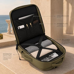 Wesley Luxur 45 Ltrs Overnighter Expandable Travel Laptop Backpack, Flight Cabin Approved Carry On with 16 inch Laptop Compartment, Anti Theft feature business/Travel/Weekender/college Charcoal Black