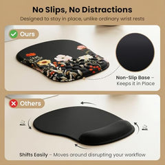 TECPHILE Mouse Pad Wrist Support with Massage Design, Ergonomic Dog Paw Mouse Mat, Pain Relief Memory Foam, Anti-Slip PU Base, Cushion Mousepad Wrist Rest for Gaming, Home, Office, Laptop, Computer
