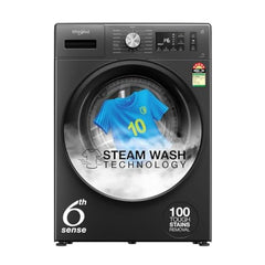 Whirlpool Smart Choice 9 Kg Steam Wash Technology 5 Star Inverter Front Load Fully Automatic Washing Machine with In-Built Heater (SUPREME CARE 9014-E, Midnight Grey, 100+ Tough Stains, 1400 RPM)