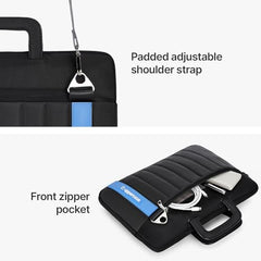 uppercase Stride 16 Inch Laptop Sleeve, Multi-Textured Quilted Design, Padded Compartment, Trolley Sleeve, Slide-In Handle & Detachable Shoulder Strap, Ideal for Men & Women | Office & Travel - Black