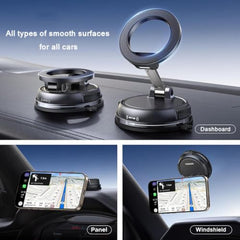 (1 Year Warranty) 360° N52 Strong Magnetic Vacuum Phone Holder, Strong Suction Mobile Mount for Car Dashboard, Windshield, Mirror & Smooth Surfaces, Hands-Free Universal Smartphone Holder - Black