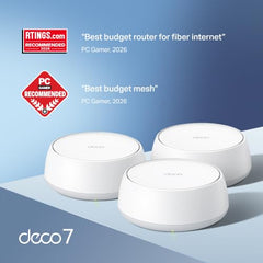 TP-Link Deco BE25 WiFi 7 Mesh System (Pack of 3) Dual Band BE5000 Up to 5013 Mbps, MLO Technology, 2 x 2.5G Ports, Coverage up to 2000 Feet