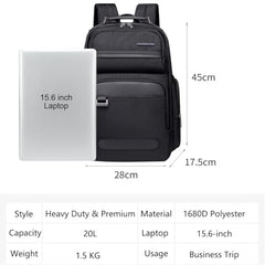Arctic Hunter Premium Backpack with Shockproof Laptop Compartment 20L Heavy Duty Padded 1680D Polyester Multiple Pockets Smart Organizer Water/Scratch Resistant