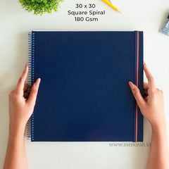 MENORAH - Artist Square Sketch Book - 180 GSM - Square Drawing Book - (100 Pages/50 Sheets) - Hard Metal Spiral Bound - (15.0 cm x 15.0 cm) - Pink