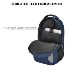 Safari Omega Spacious/Large 5 Compartment Laptop Backpack With Raincover, College Bag, Travel Bag For Unisex, Navy Blue, 30 Litre