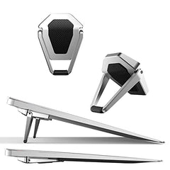 iTronix Portable Invisible Laptop Riser Stand | Mini Aluminum Cooling Pad, Lightweight Invisible Laptop Desk Stand for MacBook, Lenovo, Dell, HP & Other Laptops (Silver)