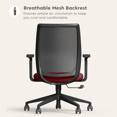 Interio by Godrej Curv Premium Mesh Wide Back Ergonomic Chair | Work from Home/Study Chair | 1-Year Warranty | Height Adjustable Chair | Heavy Duty PP Base | DIY Installation, Black