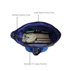 United Colors of Benetton Grand Slam 30L Roll-Top Backpack - Blue+Navy Color | Fits 14-inch Laptop | Secure Buckle Closure for Travel & Gym with 1-Year Warranty