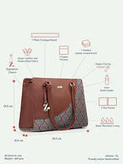 ZOUK Office Essential Bag | Jute | Vegan Leather Handcrafted Tote Bag With Double Handle Shoulder Strap | Bristel