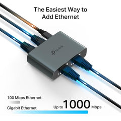 TP-Link EH310 Gigabit Ethernet Splitter – Expand 1 LAN Port to 3 with 1000Mbps Speed. Plug & Play, USB-C Powered, 4 RJ45 Ports, Cat5e Cable Included, Aluminum case for PC, TV, Xbox, PS5 & routers.