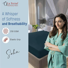 La Verne 100% Waterproof Premium Cotton Feel Mattress Protector Queen Size 78 x 60 Inches | Breathable and Hypoallergenic Ultra Soft Fitted Bed Protector Cover