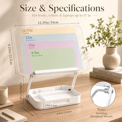 Sunchhaya Acrylic Book Stand for Reading – Clear Adjustable Book Holder with 360° Rotating Base, Foldable Reading Stand for Desk, Cookbook, Tablet & Laptop Stand, Height & Angle Adjustable (R22H)