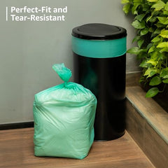 Presto! Amazon Brand - 100% Compostable Garbage Bags | Medium (M) | 45 Counts | 15 Bags X 3 Packs | 19 x 21 Inches | Strong and Durable | For Dry and Wet Waste, Green