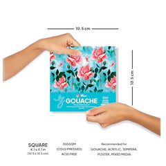 Zen Sangam Express your Mind - Square Gouache Glued Watercolor Sketch Paper Pad - 300 Gsm - Cold Pressed - 24 Sheets - Rough Grain Surface - Size (10.5Cm X 10.5Cm) - Gouache Book