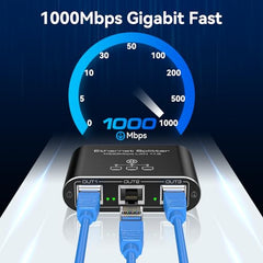 VEDINDUST LAN Splitter 1 to 4 1000 Mbps Aluminium LAN Switch Network Switch LAN Distributor Gigabit Ethernet Switch for Computers, Hubs, Switches, Router, Set-Top Box (with USB-C Power Cable)