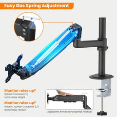 Dyazo Single Monitor Desk Mount Stand | Height Adjustable Fully Articulating Arm for 13–32 Inch Screens | VESA 75×75/100×100 Compatible | Tilt & Rotate Monitor Holder with C-Clamp/Grommet Base (Black)
