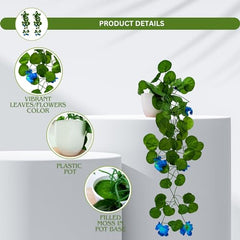 fancymart Artificial Flower Plant Home Décor with Small Size Pot | Pack of 2 | Plant Hanging for Home Decor | Office Decor (DESIGN-01)