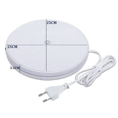 Syga Electric 360 Degree Automatic Motorized Mute Rotating Turntable for Photography Products Rotary 25CM Turn Table LED Lights Stereo Display Advertising Turntable Stand with 10KG Load Capacity