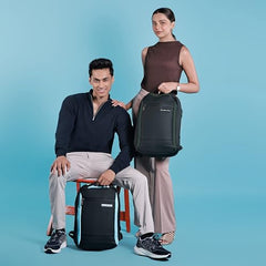 Nasher Miles Madison Passenger Workpack 22 Liters Water Resistant, Padded, Premium Reversed Polyester Black Yellow Laptop Backpack | USB charging| Unisex | Ideal For Office (Black & Yellow)