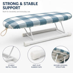 Mini Tabletop Ironing Board | Portable Folding Small Iron Board with Heat-Resistant Cover & Soft Padding, Anti-Slip Foldable Steel Legs, Compact Travel Ironing Table for Clothes (Multicolour)