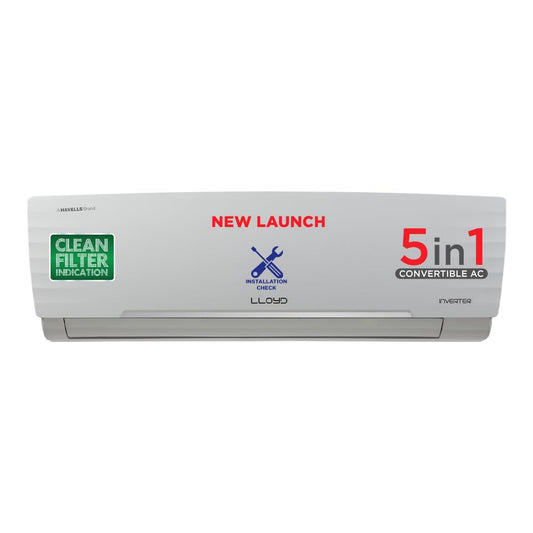 Lloyd 1.0 Ton 3 Star Inverter Split AC (5 in 1 Convertible, Copper, Anti-Viral + PM 2.5 Filter, White with Chrome Deco Strip, â€Ž230 Volts, GLS12I3FWAEA)