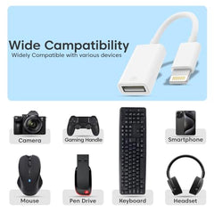Sounce 2-in-1 8 Pin to 3.5mm Audio & Charging Splitter – Dual Port Adapter Cable for Music, Power, Headsets, Speakers & More – White
