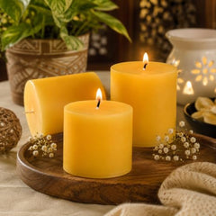 Pure Source India Paraffin Wax Scented Pillar Candles for Home Decor Smokeless & Dripless Candle (Rose - Red) Set of 3.