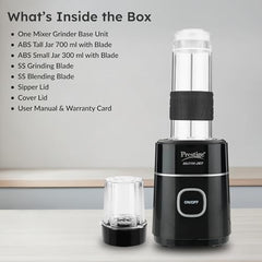 Prestige Nutri-Jet Mixer Grinder with 2 Jars| 450 Watts| Sipper Lid & Additional Cover Lid| ISI Certified| One-Touch Operation, Black