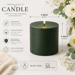 C Lal & Sons Silver Pillar Candle 2x2 Inch | Long Burning Decorative Wax Candle | 20H Burn Time | Unscented Candle for Home Décor, Wedding Decoration, Prayer, Meditation, Festivals & Romantic Ambience