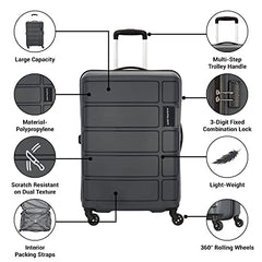 Kamiliant by American Tourister 3 Pc Harrier Edge 8W Set 56 Cm, 68 Cm & 78 Cm - Small, Medium & Large Polypropylene(PP) Hardside 8 Wheels Spinner Luggage Set/Trolley Bag Set (Slate Grey)